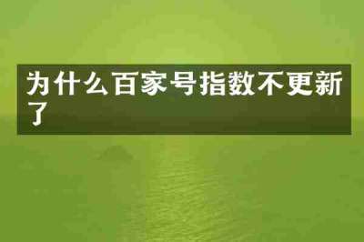 为什么百家号指数不更新了