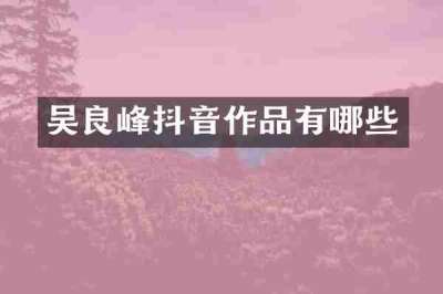 吴良峰抖音作品有哪些