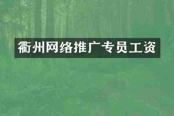 衢州网络推广专员工资