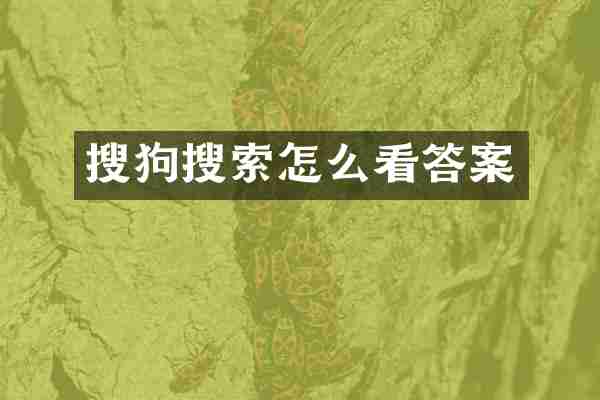 搜狗搜索怎么看答案