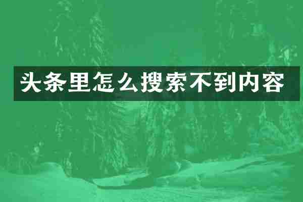 头条里怎么搜索不到内容