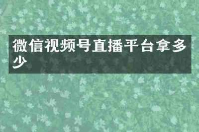 微信视频号直播平台拿多少