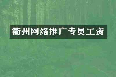 衢州网络推广专员工资