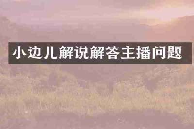 小边儿解说解答主播问题