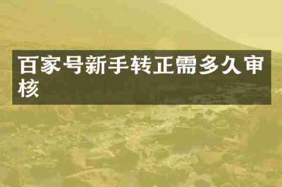 百家号新手转正需多久审核