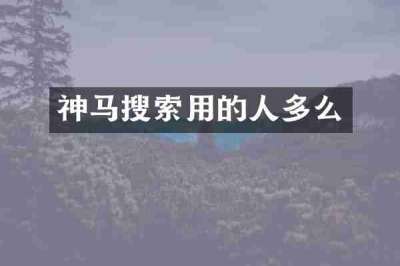 神马搜索用的人多么