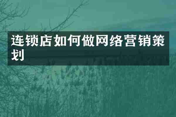 连锁店如何做网络营销策划