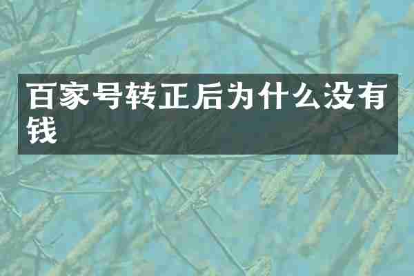 百家号转正后为什么没有钱