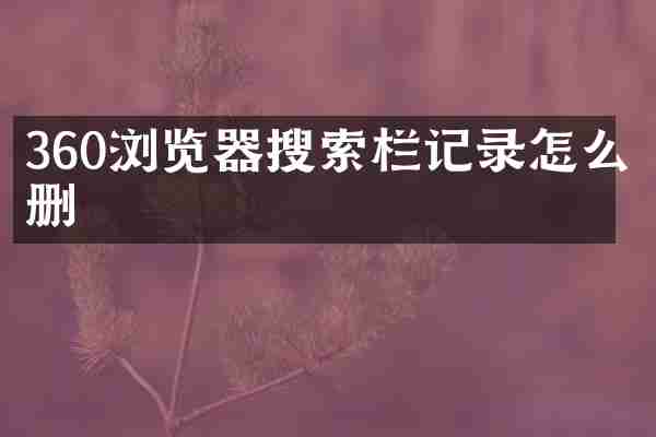 360浏览器搜索栏记录怎么删