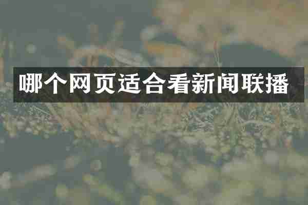哪个网页适合看新闻联播