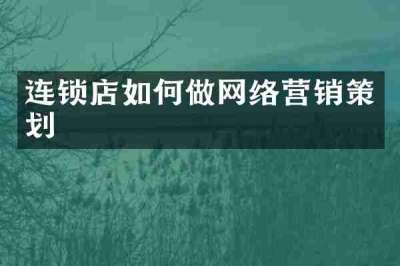 连锁店如何做网络营销策划