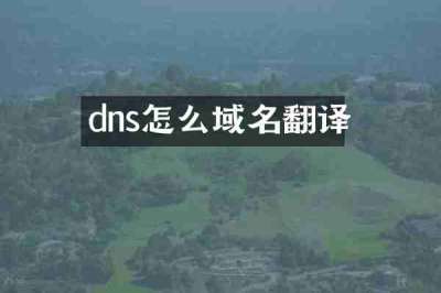 dns怎么域名翻译