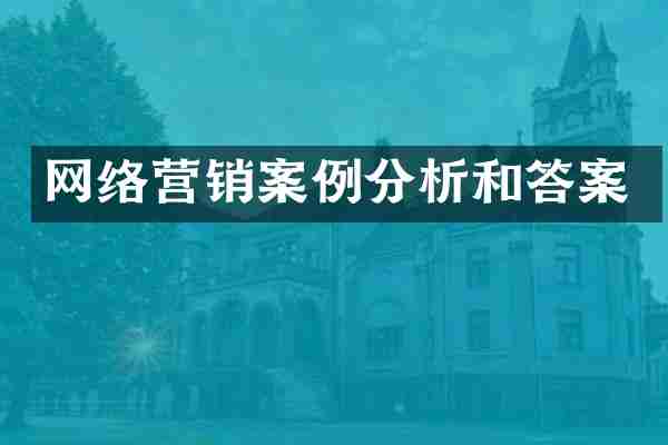 网络营销案例分析和答案