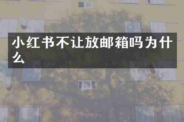 小红书不让放邮箱吗为什么
