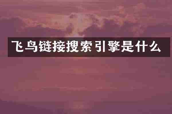 飞鸟链接搜索引擎是什么
