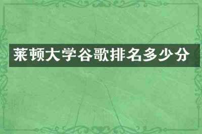 莱顿大学谷歌排名多少分