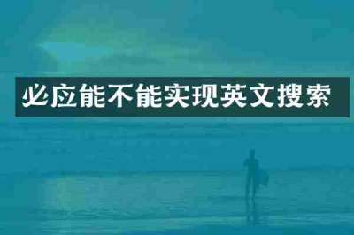 必应能不能实现英文搜索