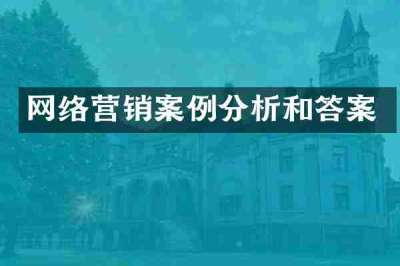 网络营销案例分析和答案