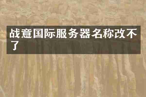 战意国际服务器名称改不了