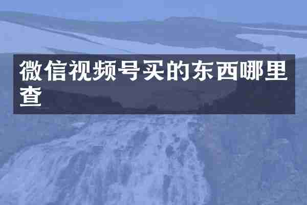 微信视频号买的东西哪里查
