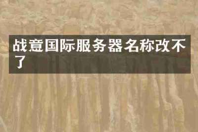 战意国际服务器名称改不了