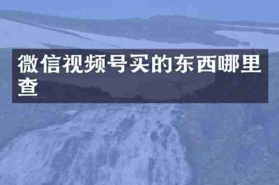 微信视频号买的东西哪里查