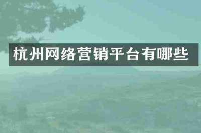 杭州网络营销平台有哪些