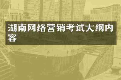 湖南网络营销考试大纲内容