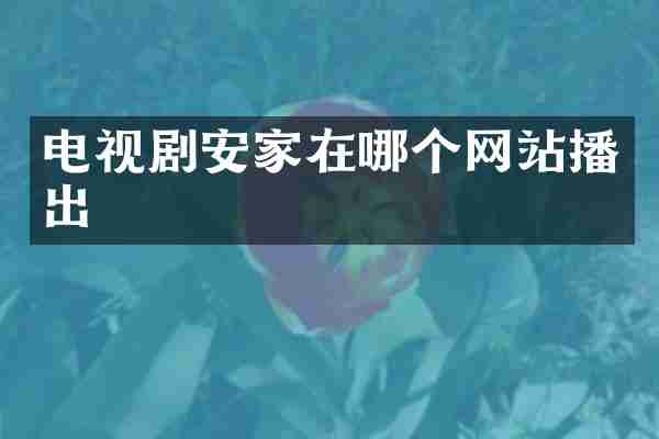 电视剧安家在哪个网站播出