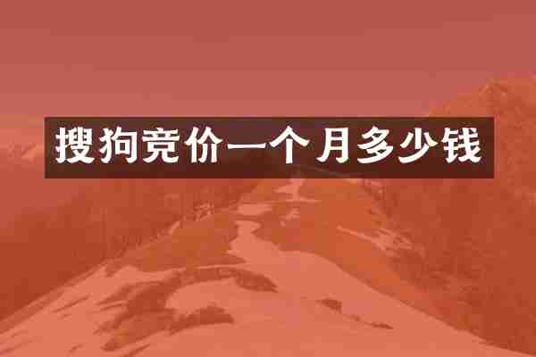 搜狗竞价一个月多少钱