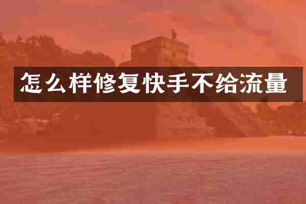 怎么样修复快手不给流量