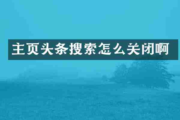 主页头条搜索怎么关闭啊