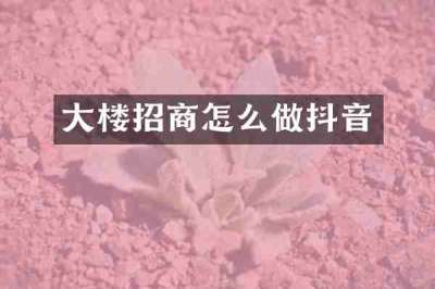 大楼招商怎么做抖音