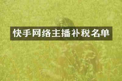 快手网络主播补税名单