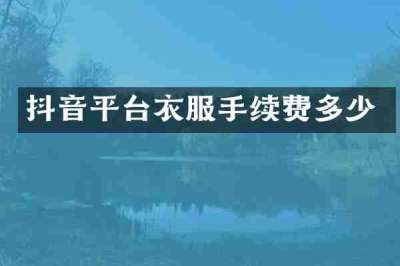 抖音平台衣服手续费多少