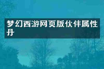 梦幻西游网页版伙伴属性丹