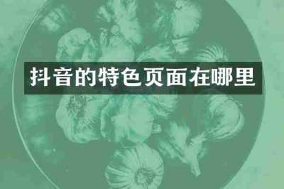 抖音的特色页面在哪里