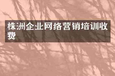 株洲企业网络营销培训收费