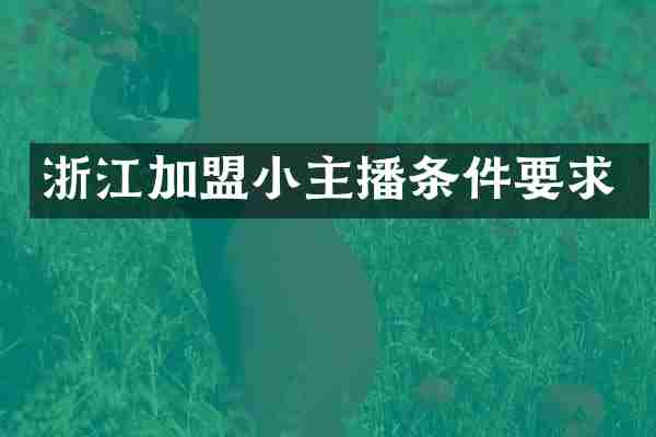 浙江加盟小主播条件要求