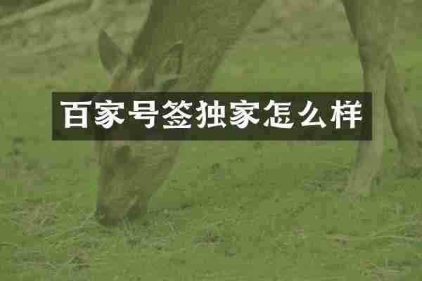 百家号签独家怎么样