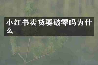 小红书卖货要破零吗为什么