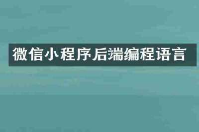微信小程序后端编程语言