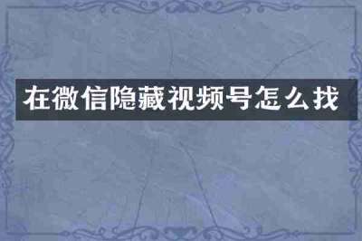 在微信隐藏视频号怎么找