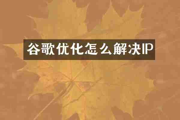 谷歌优化怎么解决IP