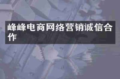 峰峰电商网络营销诚信合作