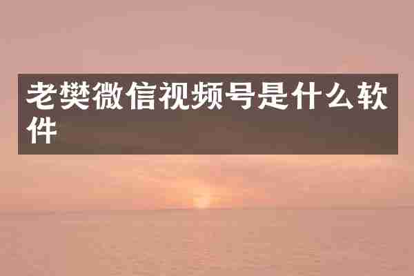 老樊微信视频号是什么软件