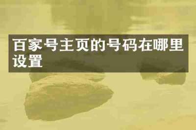 百家号主页的号码在哪里设置