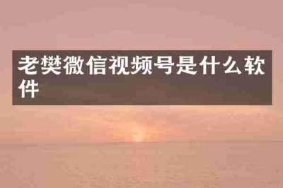 老樊微信视频号是什么软件