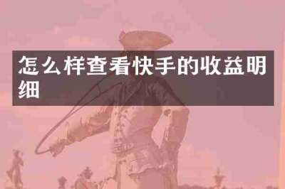 怎么样查看快手的收益明细