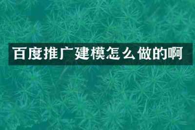 百度推广建模怎么做的啊